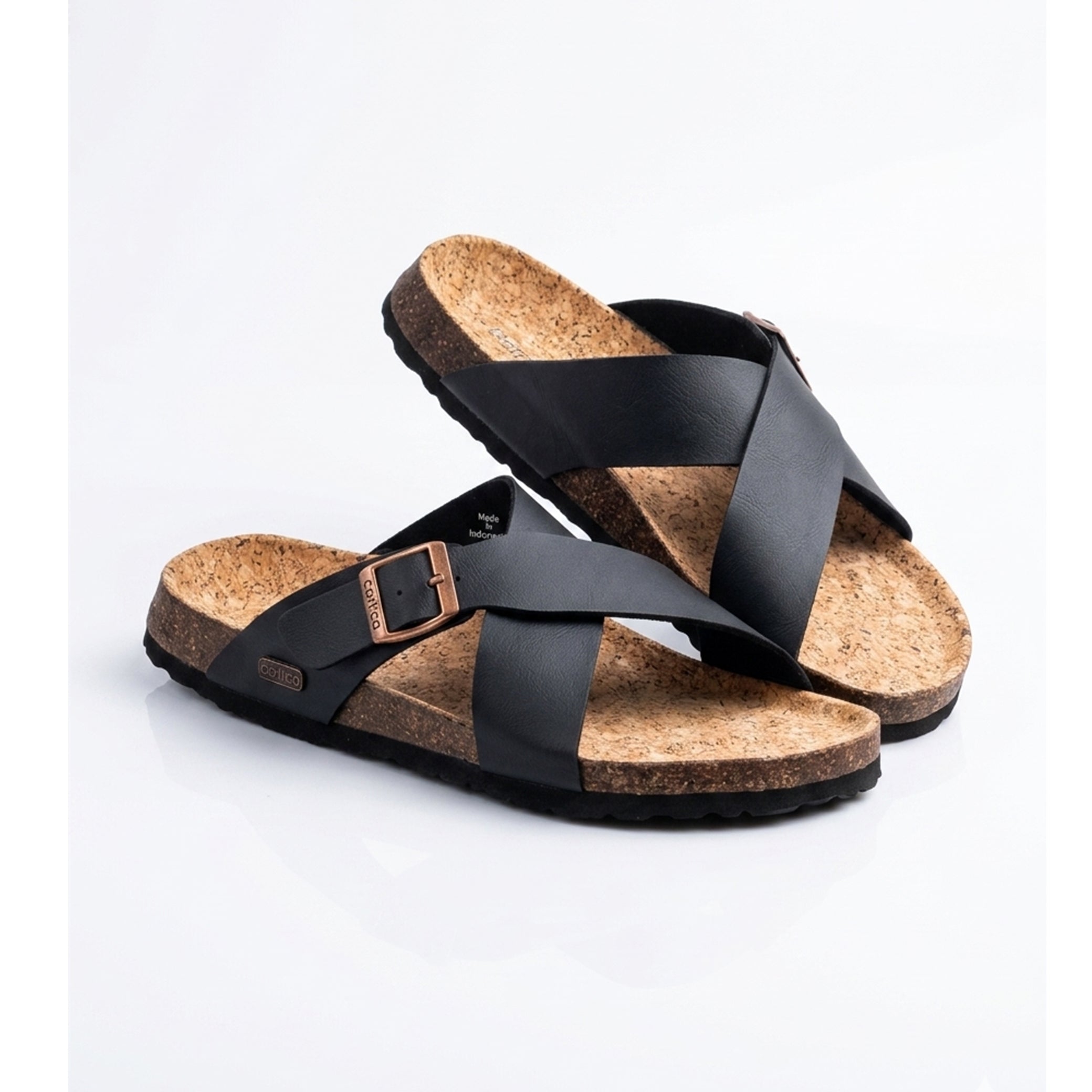 Black Cross-Strap Cork Footbed Sandals – Minimal Style, Maximum Comfort