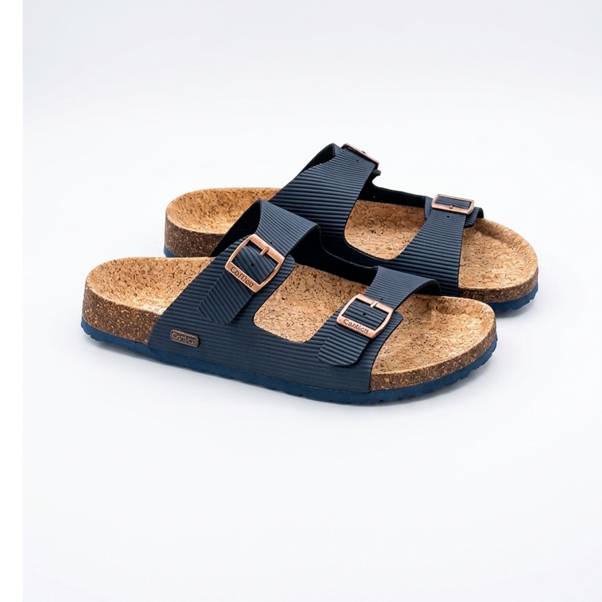 Black Double-Strap Cork Footbed Sandals – Modern Comfort for Everyday Wear