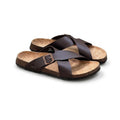 Brown Cross-Strap Cork Footbed Sandals – Classic Comfort with Modern Style