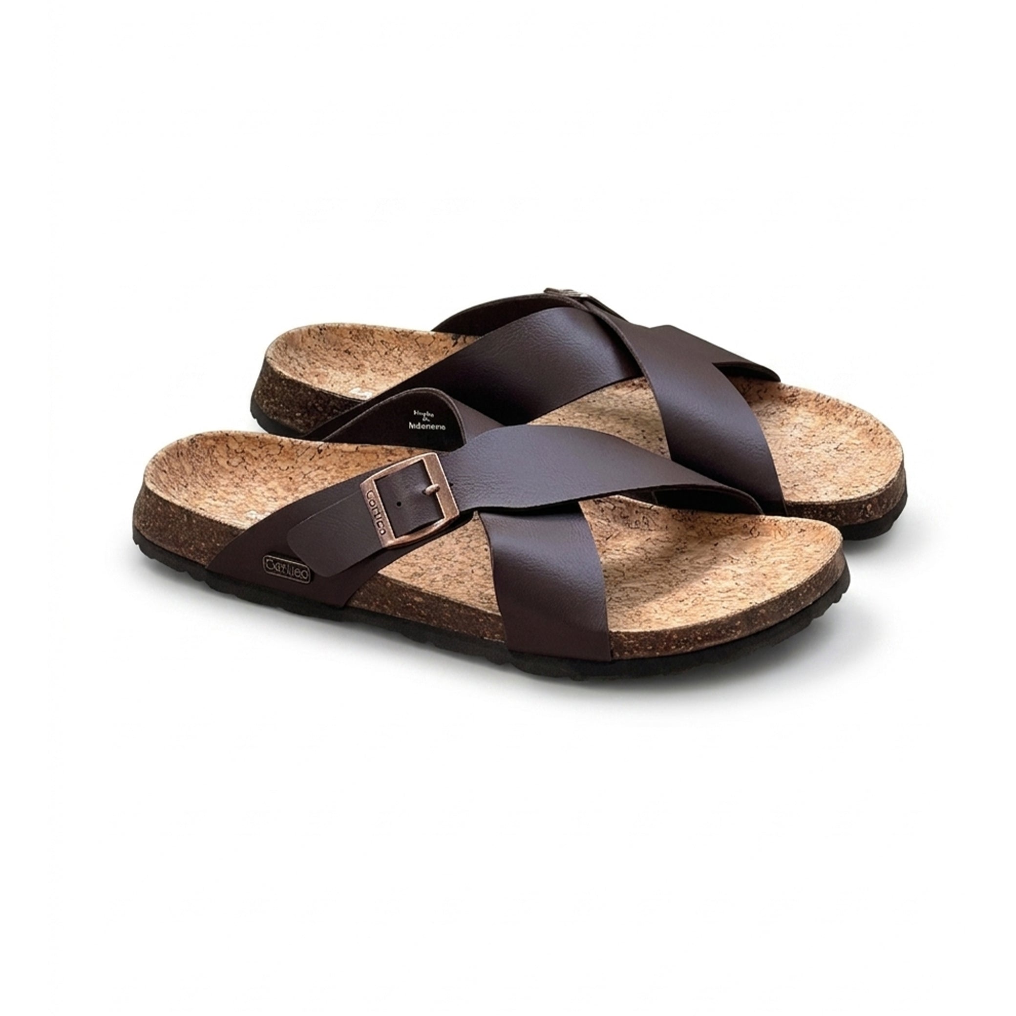 Brown Cross-Strap Cork Footbed Sandals – Classic Comfort with Modern Style