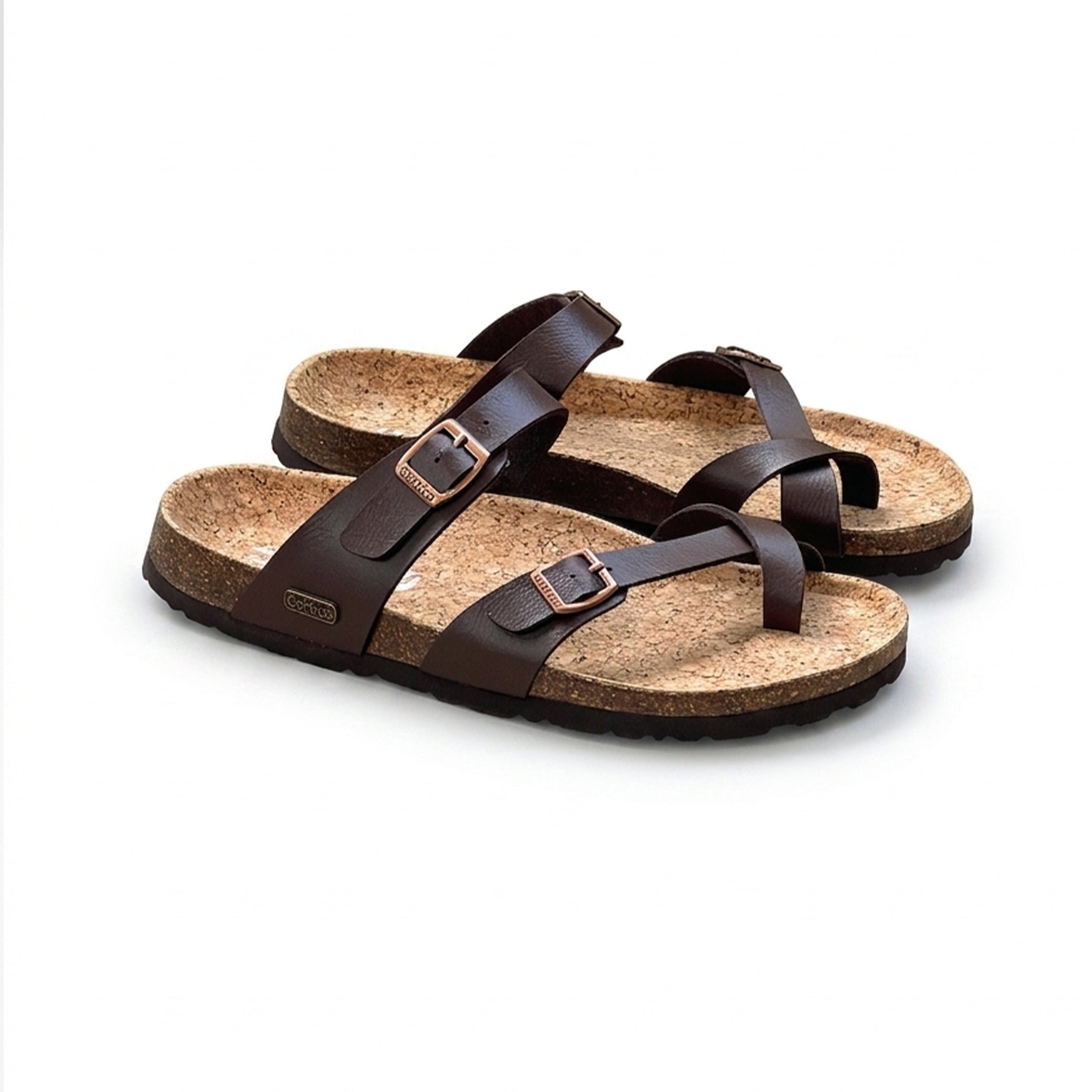 Brown Toe-Loop Cork Footbed Sandals – Timeless Comfort with Everyday Elegance