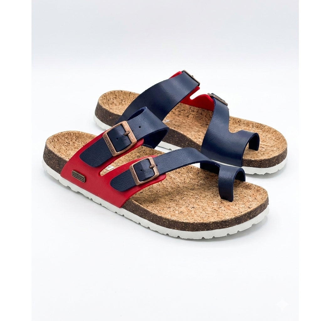 Unisex Dual-Tone Cork Footbed Sandals – Bold Style Meets Everyday Comfort