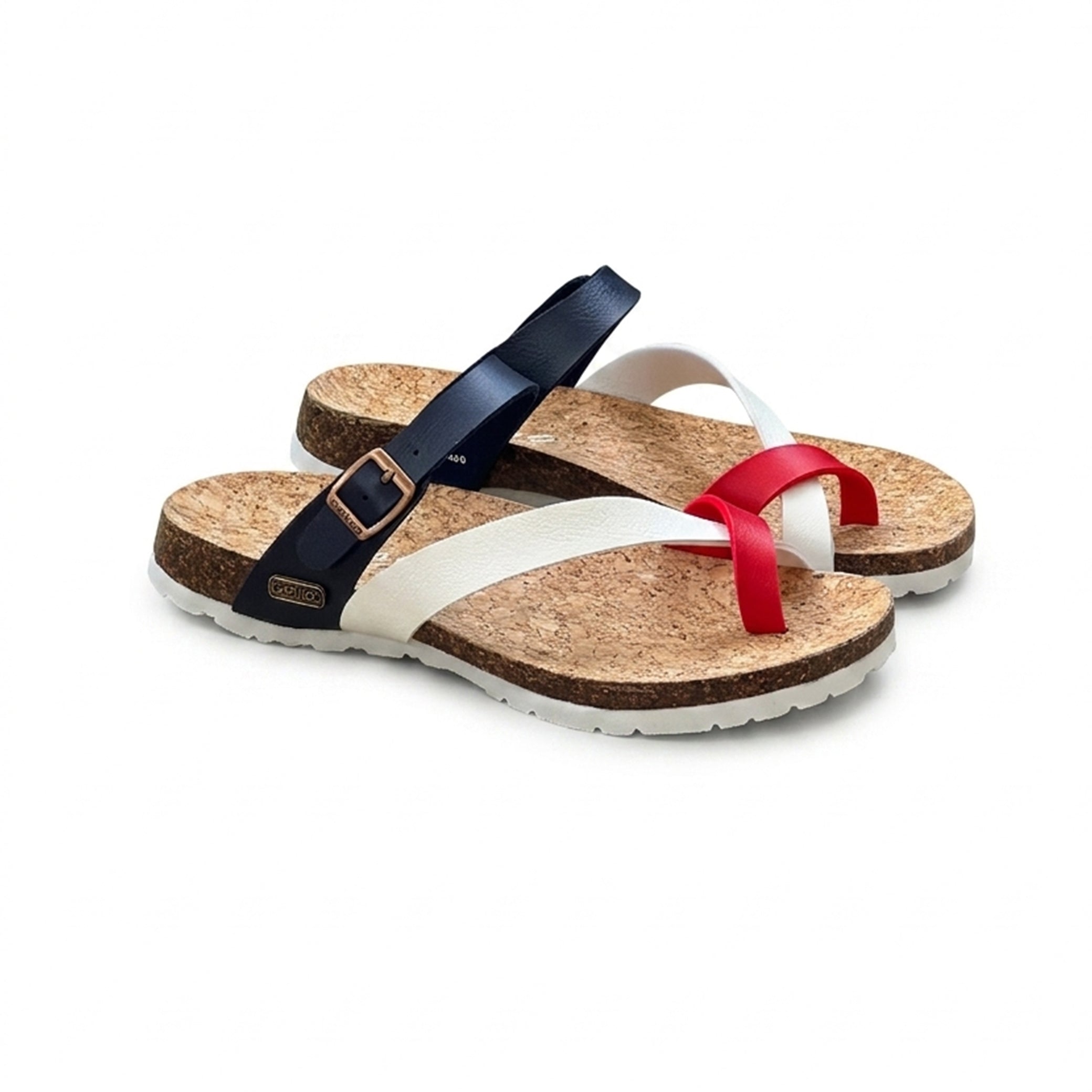 Women’s Tricolor Cork Footbed Sandals – Stylish Comfort for Everyday Wear