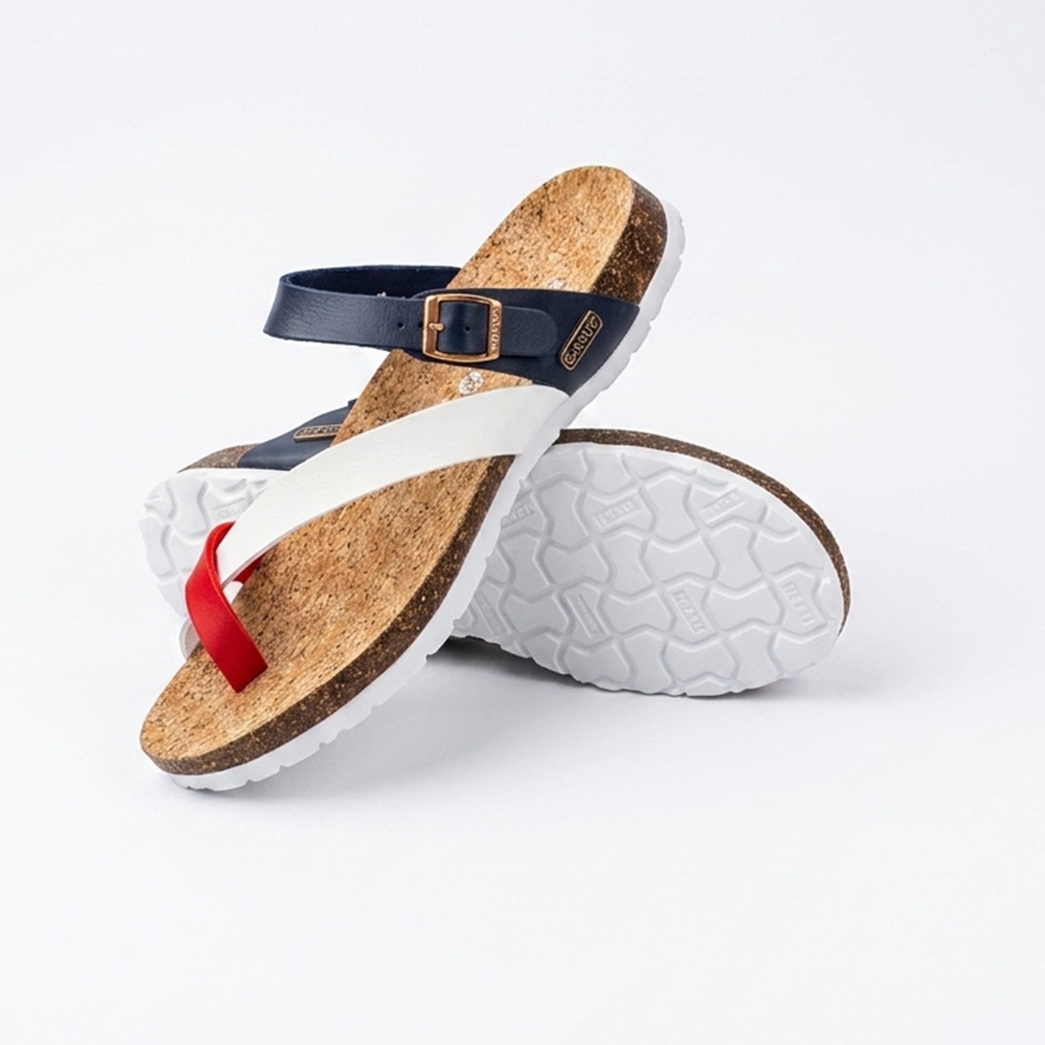 Women’s Tricolor Cork Footbed Sandals – Stylish Comfort for Everyday Wear